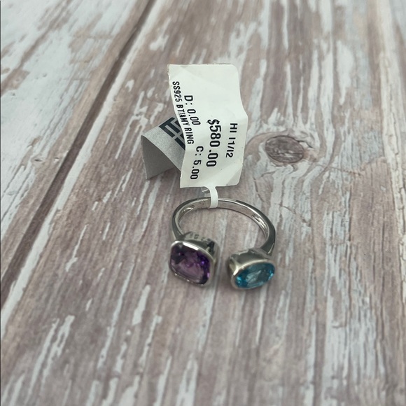 New, Authentic EFFY
Sterling Silver, Blue Topaz & Amethyst Open Ring Sz 7 - Picture 15 of 17